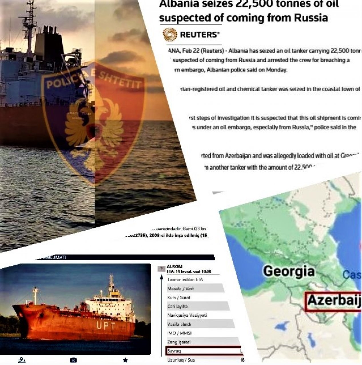 Reuters: Russian oil tanker that departed from Azerbaijan detained in Albania