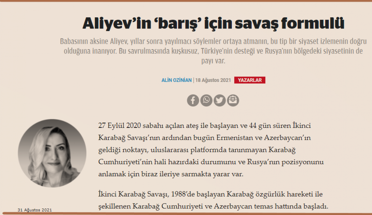 Ozinian'ın Türkiye ve Azerbaycan'a yönelik iddiaları