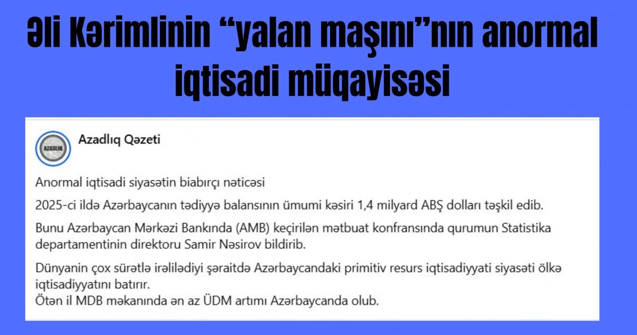 Əli Kərimlinin “yalan maşını”nın anormal iqtisadi müqayisəsi