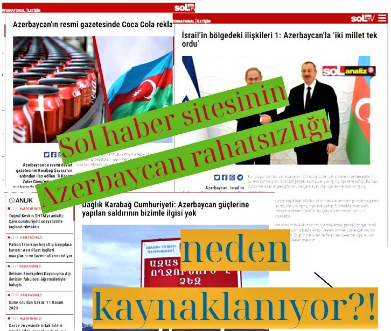 “Azerbaycan'ın resmi gazetesinde Coca Cola reklamı”na yer verilmesini haber yapan Sol haber sitesinin Azerbaycan rahatsızlığı neden kaynaklanıyor?!