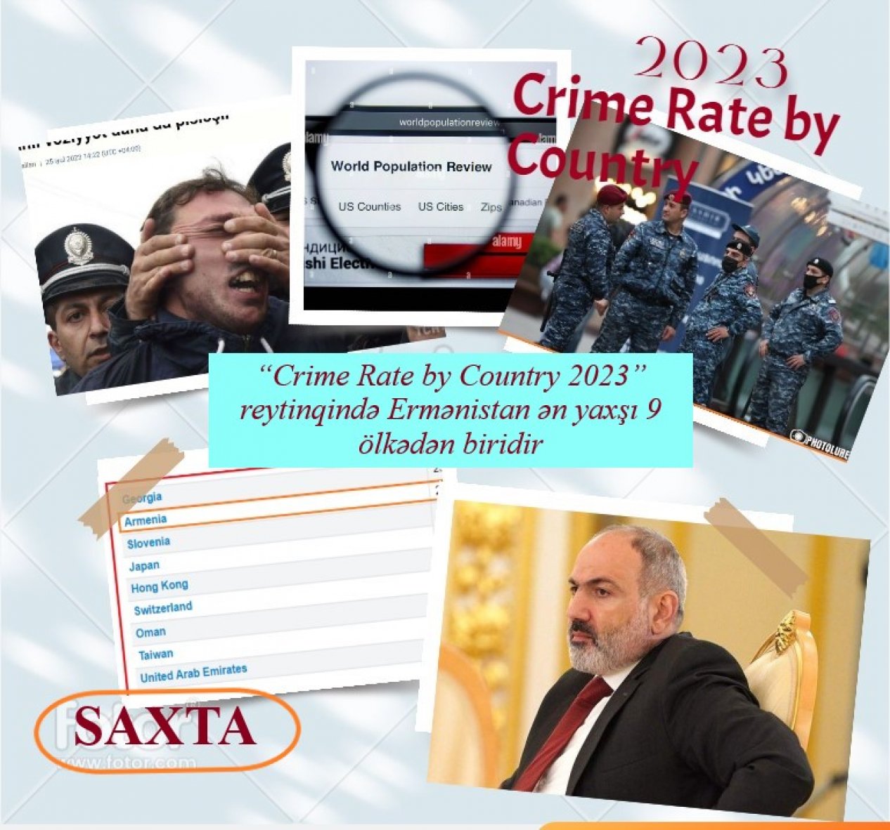 “Crime Rate by Country 2023” hesabatında Ermənistanın 9-cu yerdə qərarlaşması ədalətlidirmi?