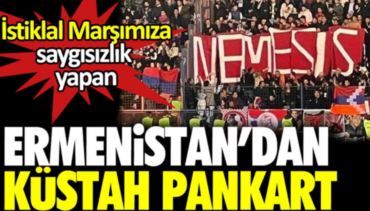 На матче между сборными Армении и Турции армяне развернули транспарант с надписью NEMESIS