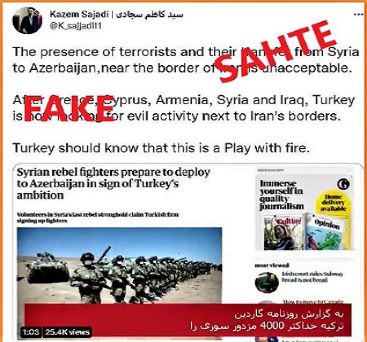 İrann’ın eski Ermenistan Büyükelçisi’nin Türkiye’yi tehdit etmesi doğru mu?!