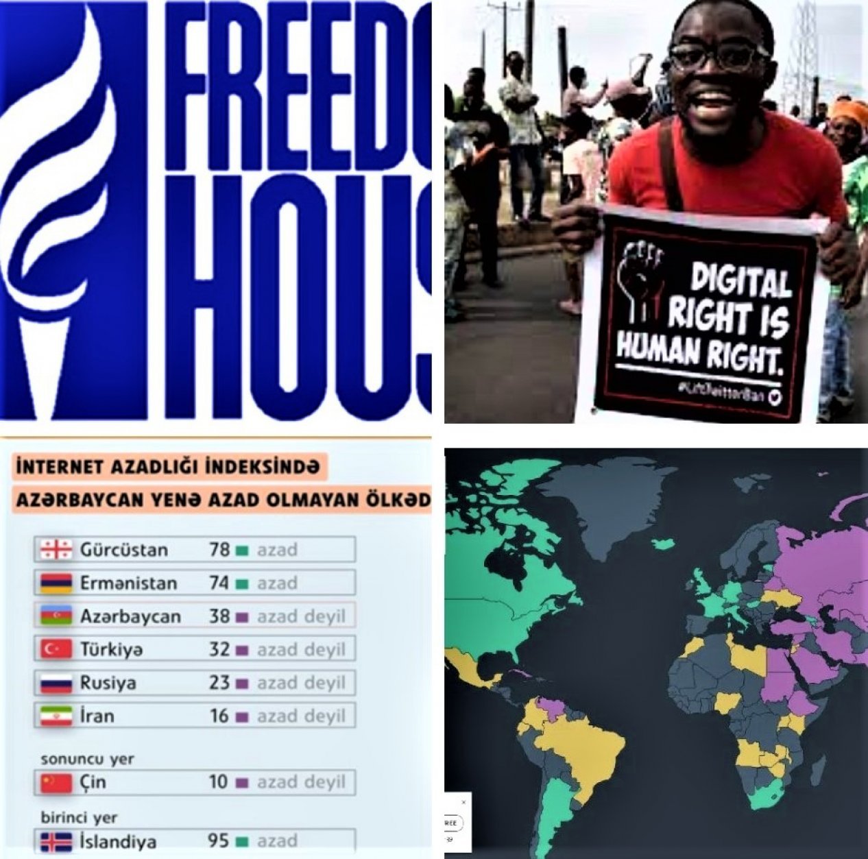 Freedom House-ը «համացանցում ազատության նոր ինդեքսով» Ադրբեջանին համարում է անազատ երկիր, բայց ի՞նչ են մտածում մյուսները