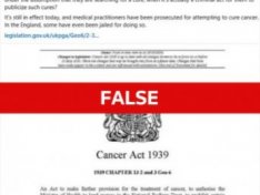 The Cancer Act 1939 doesn’t make it ‘illegal to cure cancer’