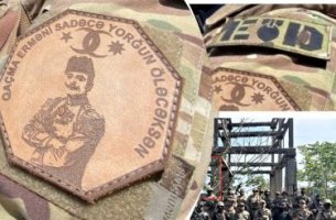 Ənvər Paşanın fotosu olan şevron Azərbaycanlı hərbçilərin səhra geyimində