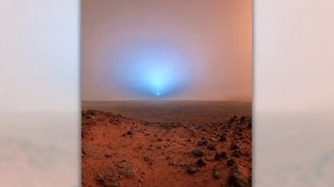 Is this a real photo of blue sunset on Mars?