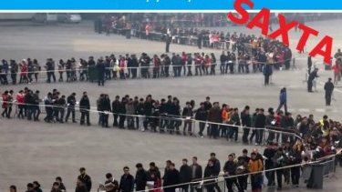 Chinese students waiting in bread line in Karabakh?