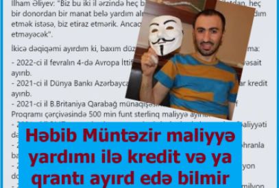 Həbib Müntəzir maliyyə yardımı ilə kredit və ya qrantı ayırd edə bilmir