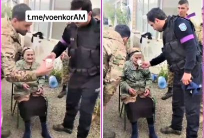 Armenian media even falsify footage of Azerbaijani serviceman giving water to elderly Armenian woman