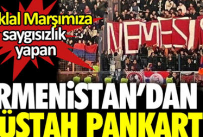 На матче между сборными Армении и Турции армяне развернули транспарант с надписью NEMESIS